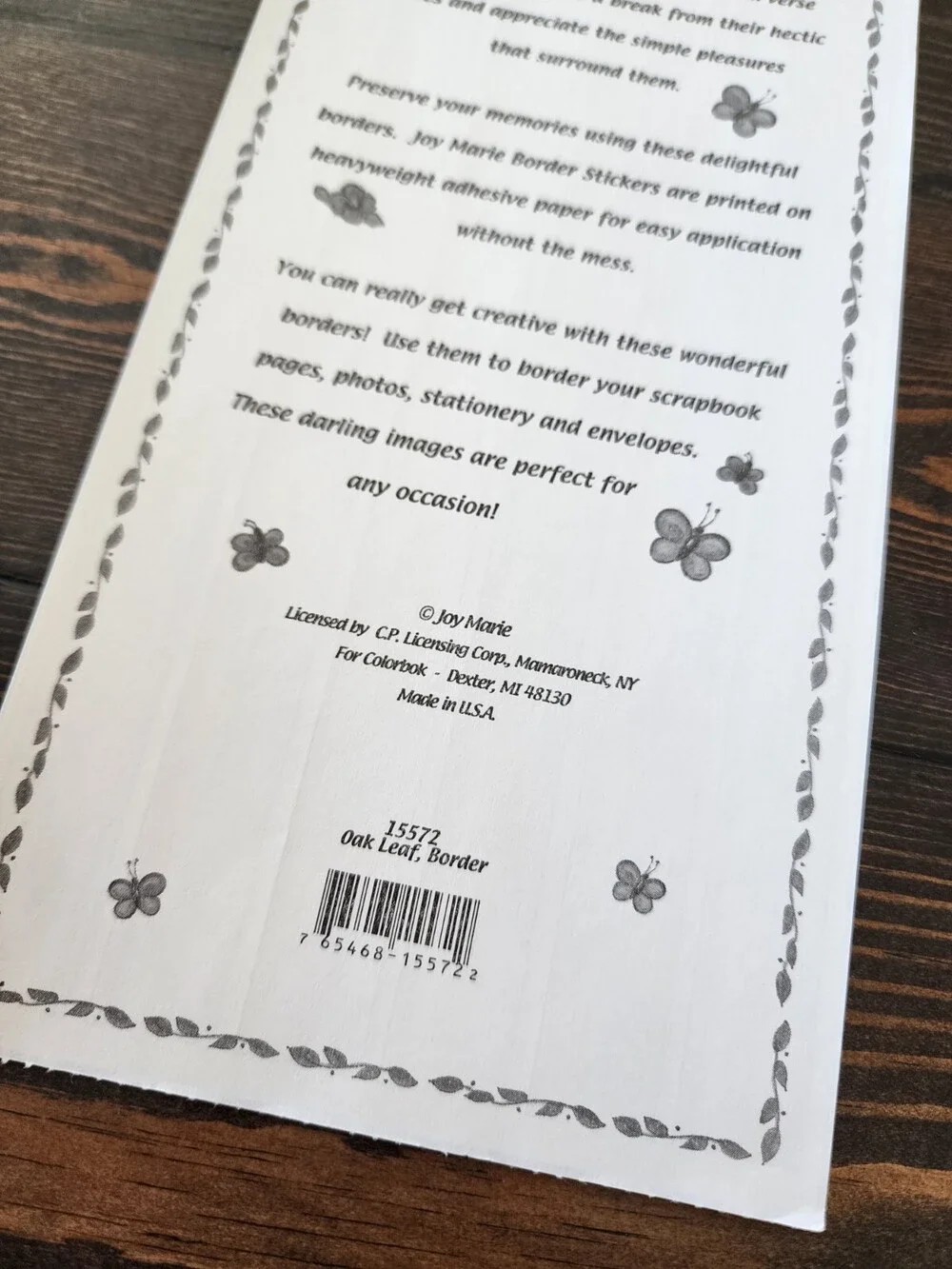 COLORBOK Sticker Border Oak Leaf Embellishments Scrapbooking Vintage Retired #21